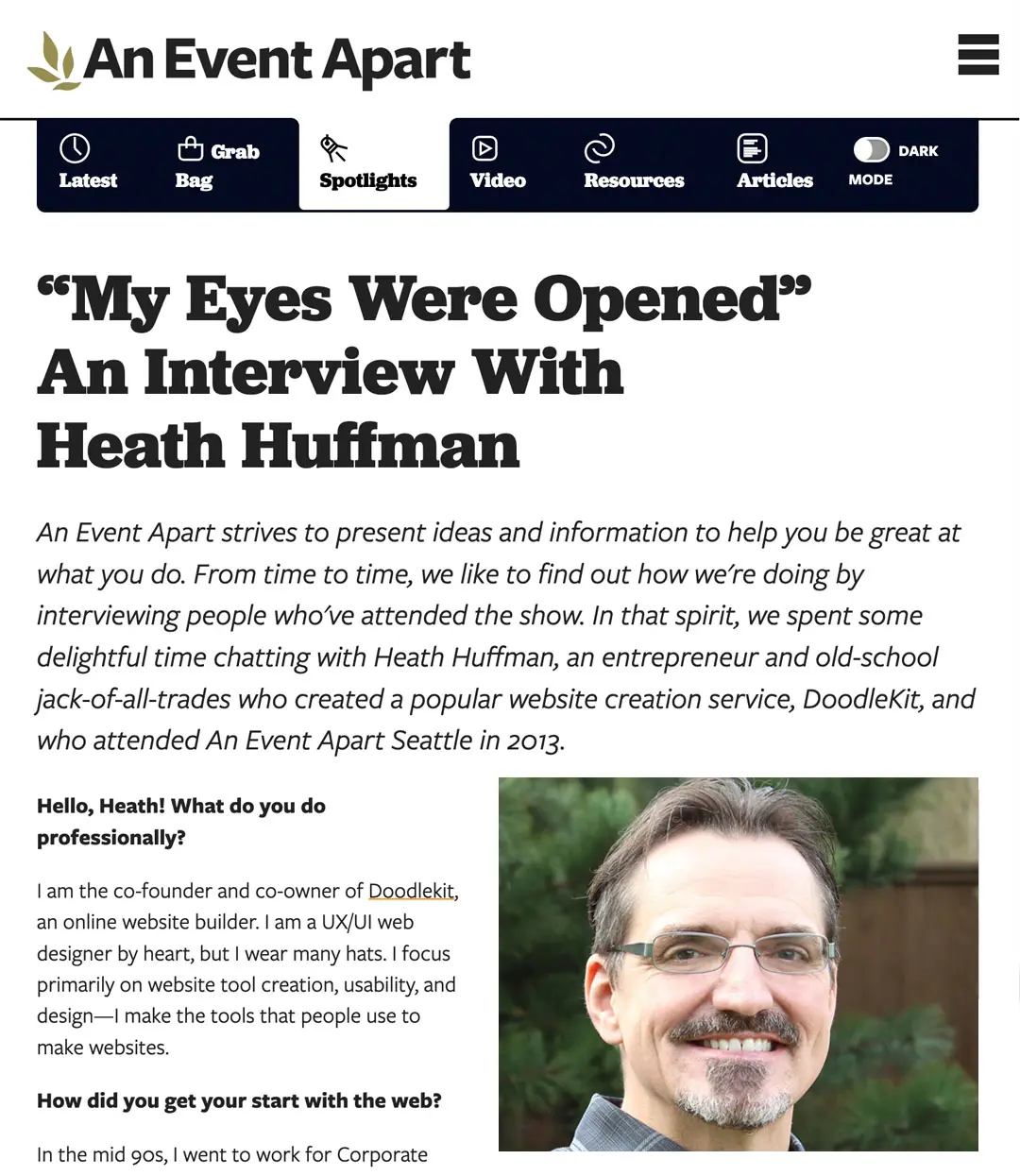 Heath Huffman Interviewed by Eric Meyer at An Event Apart